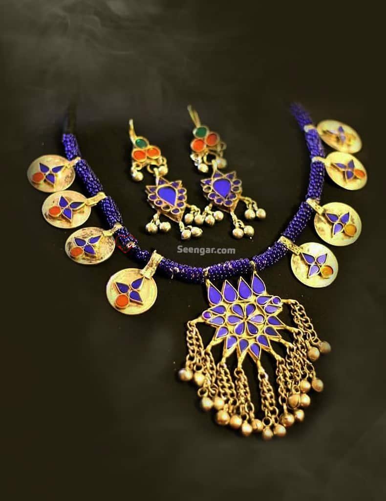 Blue Necklace & Hanging Earrings