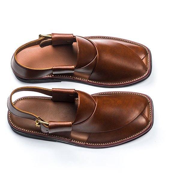 Zalmi Peshawari Chappal Brown Round - Image 5